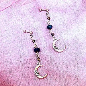 18g Helix Barbell With Crystals And Moon